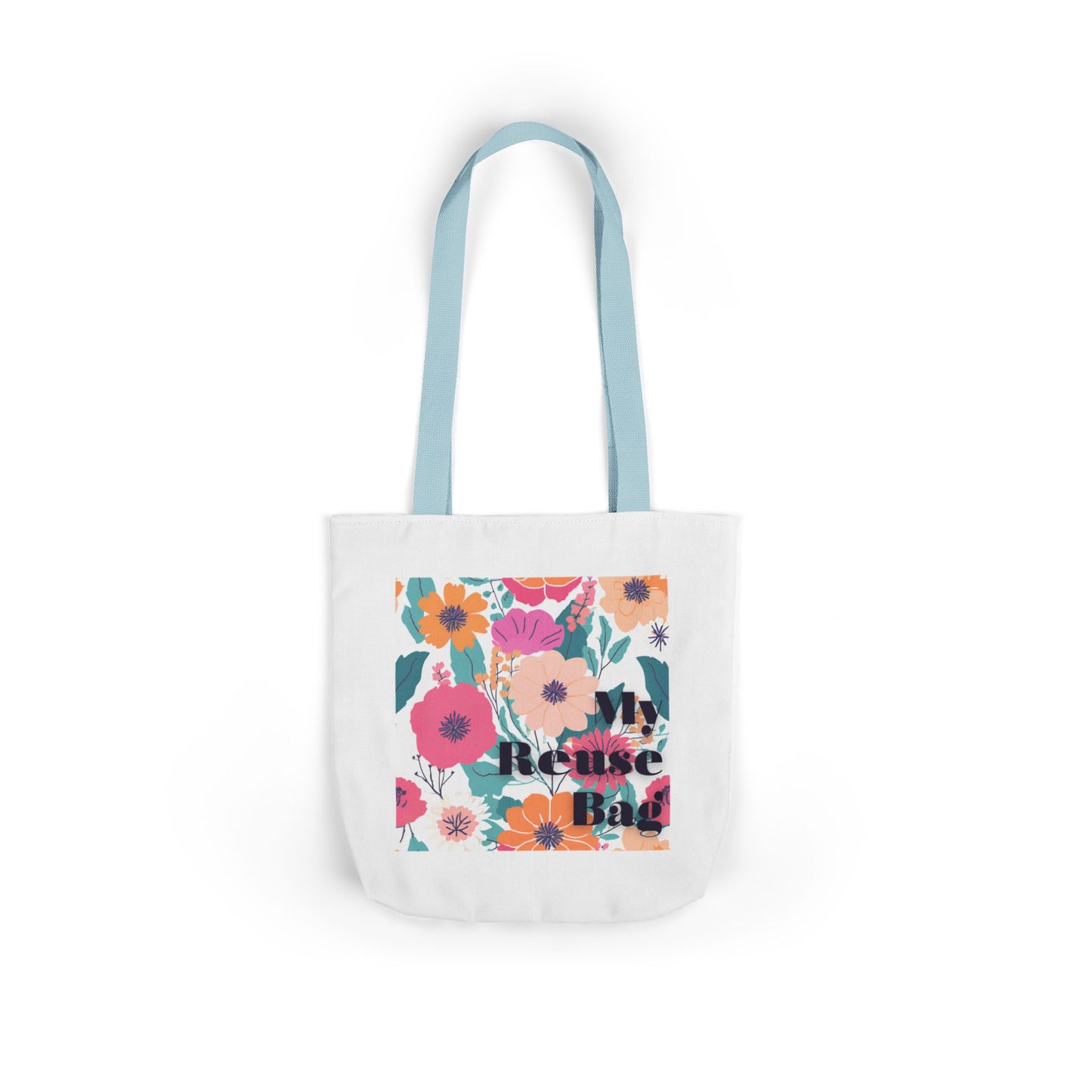 Floral Canvas Tote Bag - My Reusable Bag with 5-Color Straps