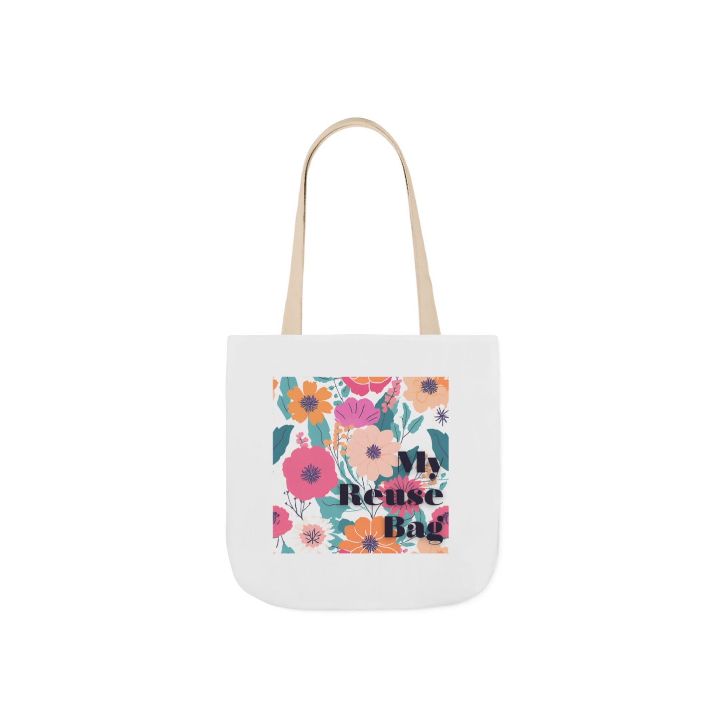 Floral Canvas Tote Bag - My Reusable Bag with 5-Color Straps