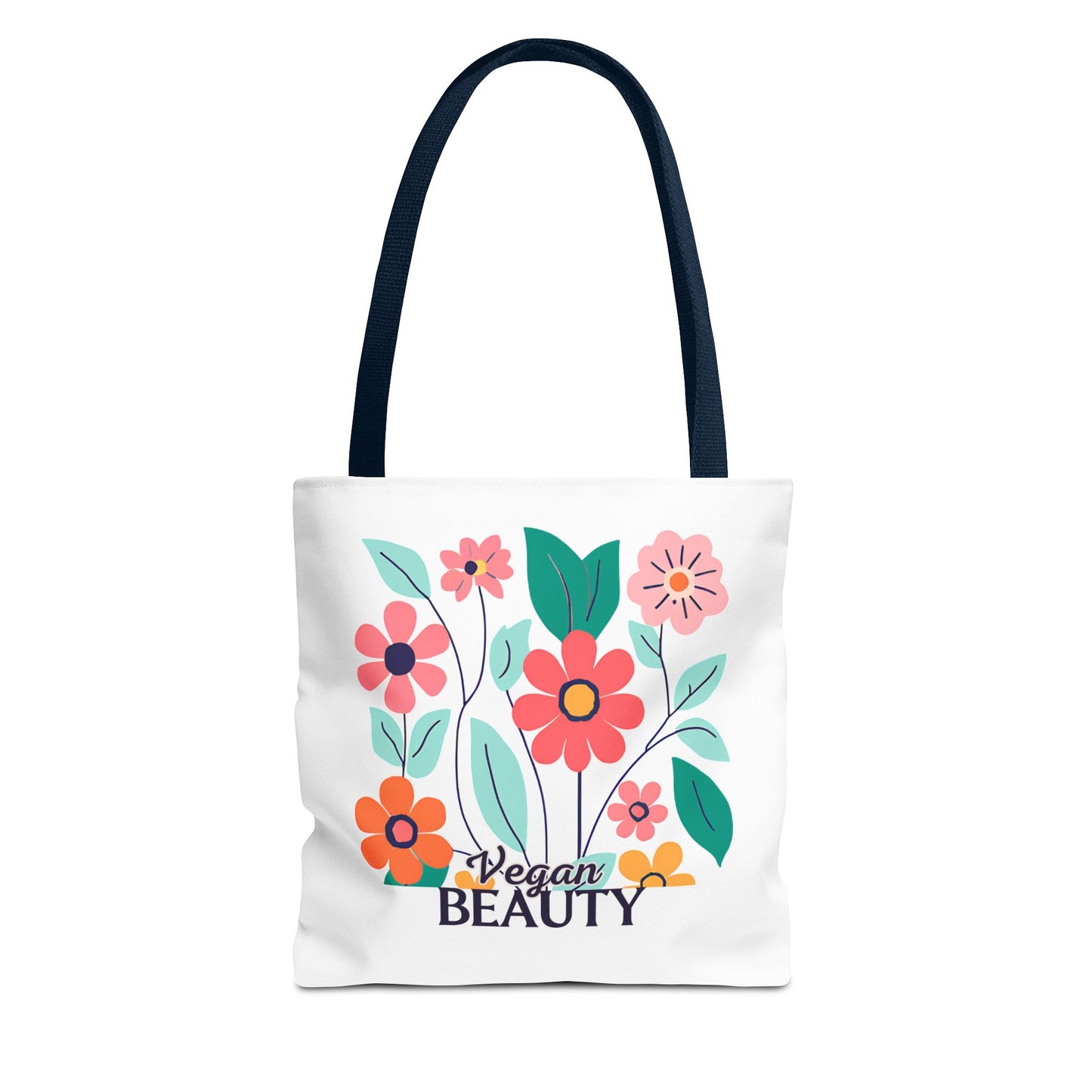 Vegan Beauty Floral Tote Bag, Eco-Friendly Shopping Bag, Reusable Grocery Tote, Gift for Her, Summer Essentials