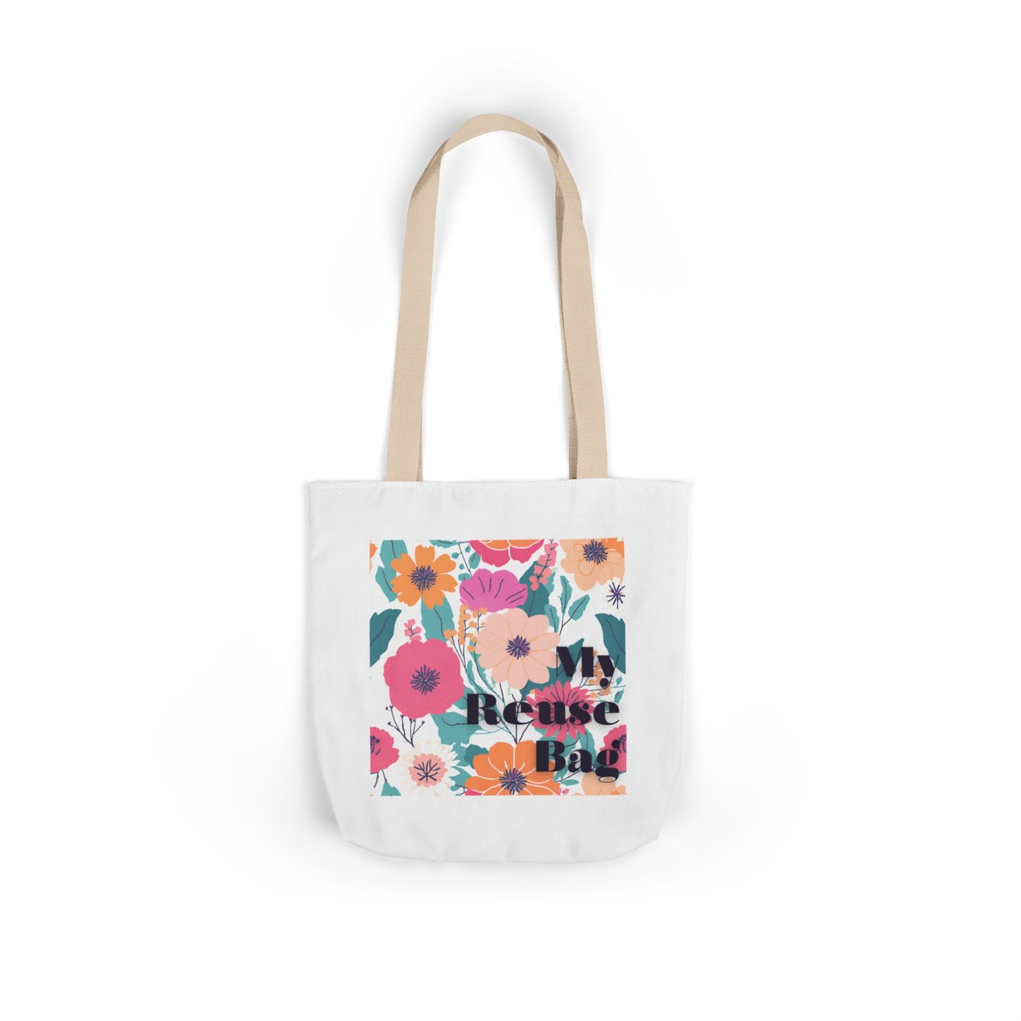 Floral Canvas Tote Bag - My Reusable Bag with 5-Color Straps