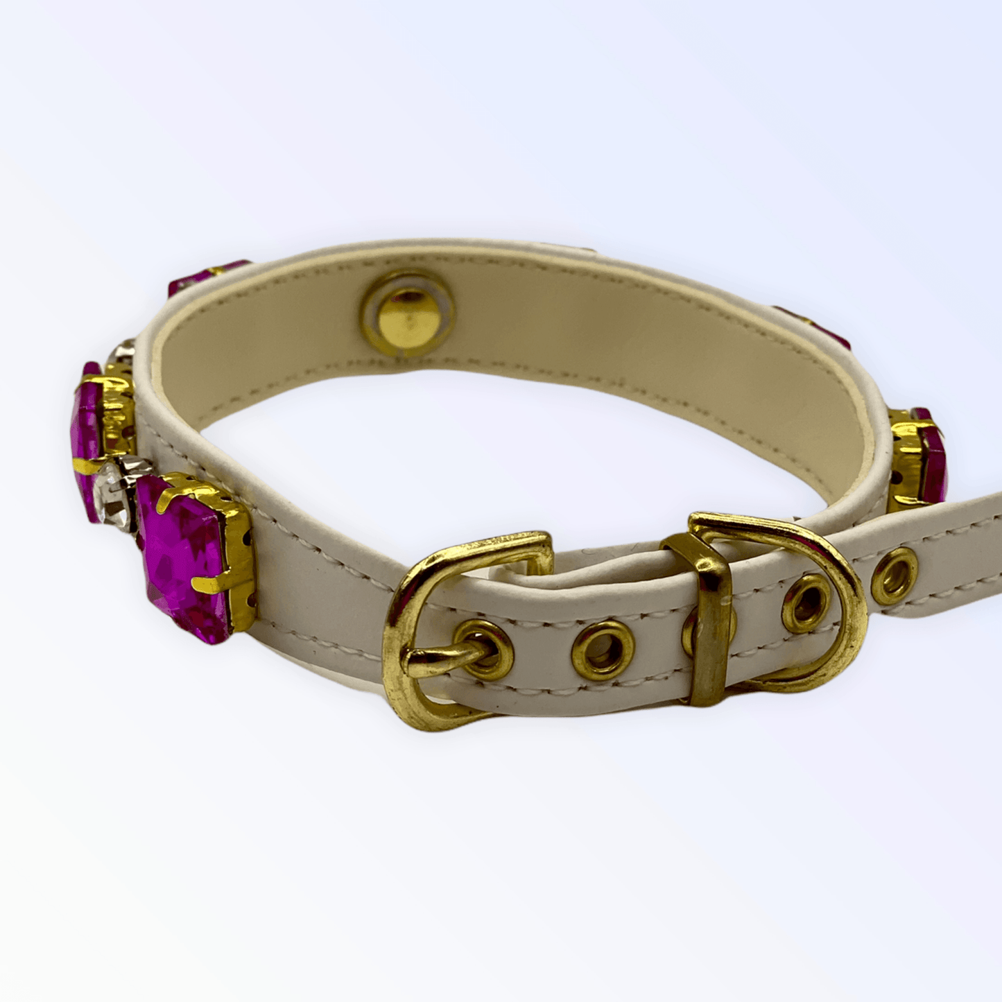 Rhinestone Glam Vegan Leather Dog Collar-3