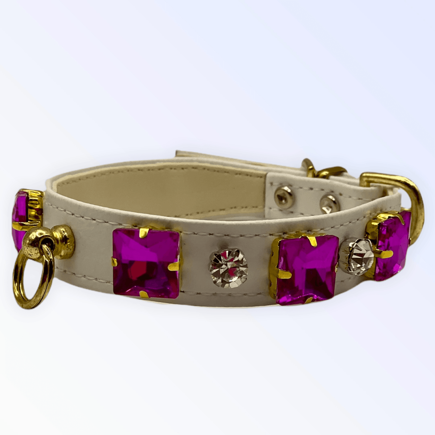 Rhinestone Glam Vegan Leather Dog Collar-12