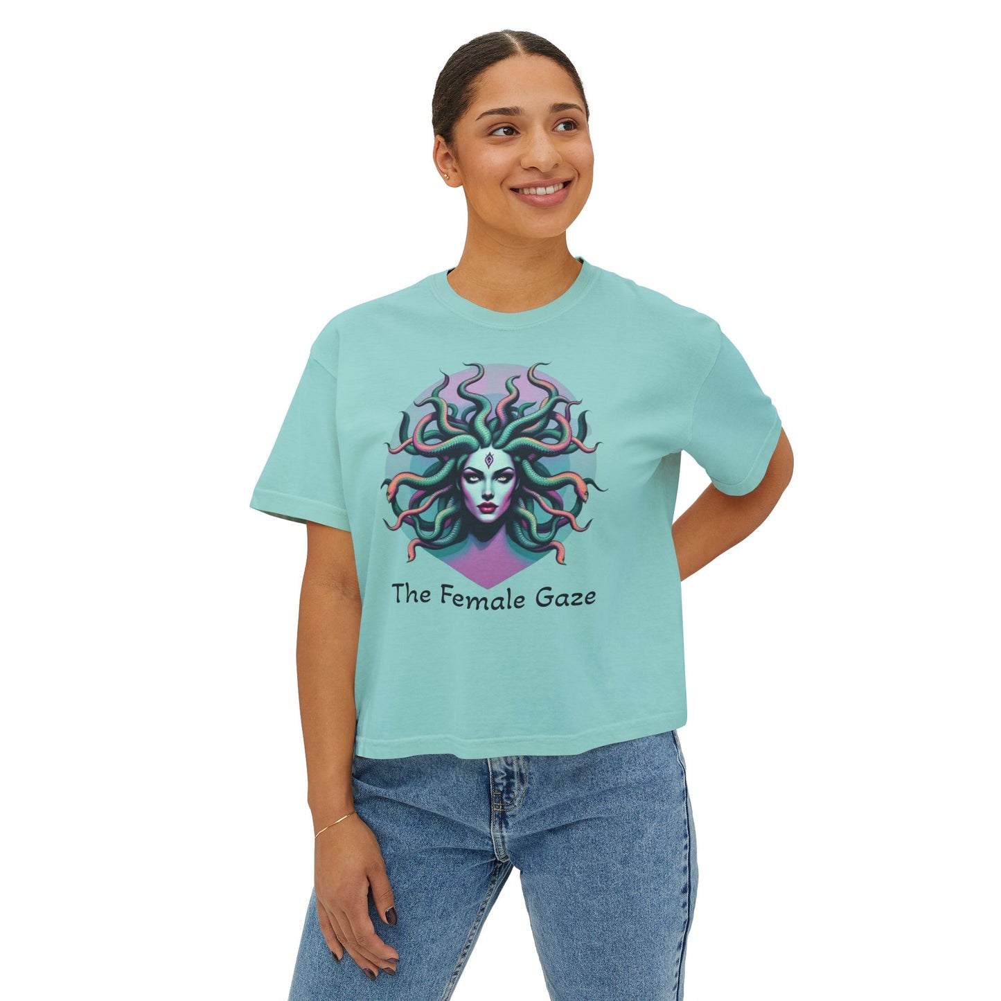 Medusa Graphic Women's Boxy Tee, Empowering Feminine Art Shirt, Casual Aesthetic Tee, Gift for Her, Statement Tee