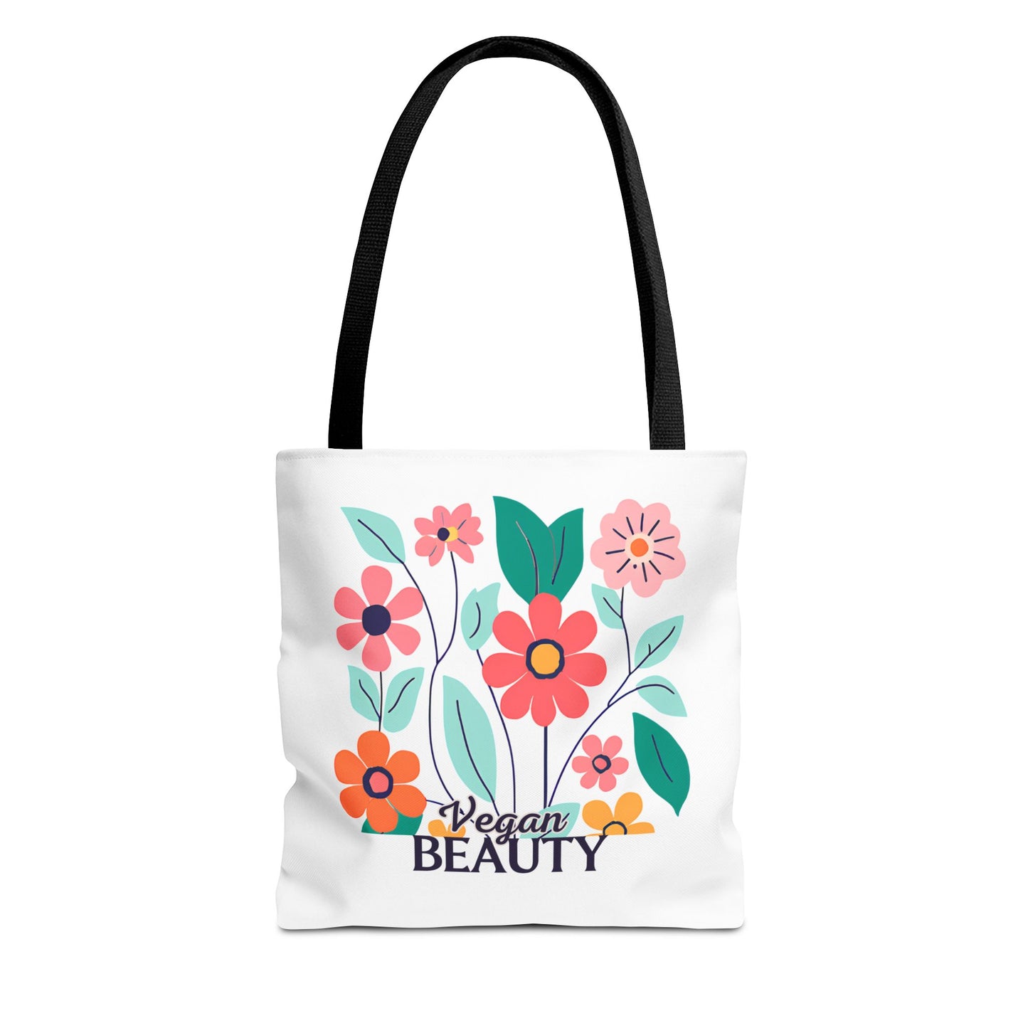 Vegan Beauty Floral Tote Bag, Eco-Friendly Shopping Bag, Reusable Grocery Tote, Gift for Her, Summer Essentials