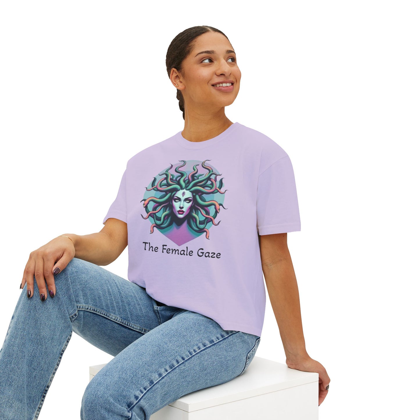 Medusa Graphic Women's Boxy Tee, Empowering Feminine Art Shirt, Casual Aesthetic Tee, Gift for Her, Statement Tee
