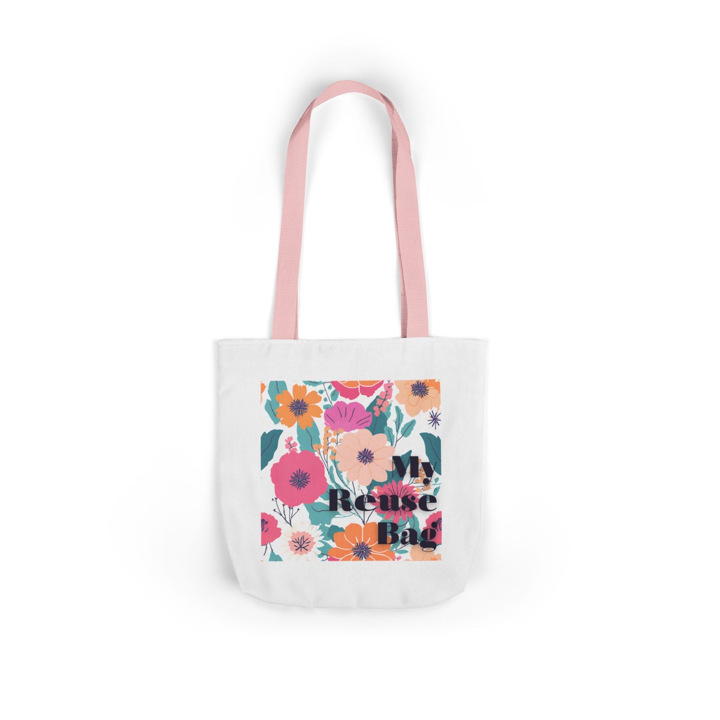Floral Canvas Tote Bag - My Reusable Bag with 5-Color Straps