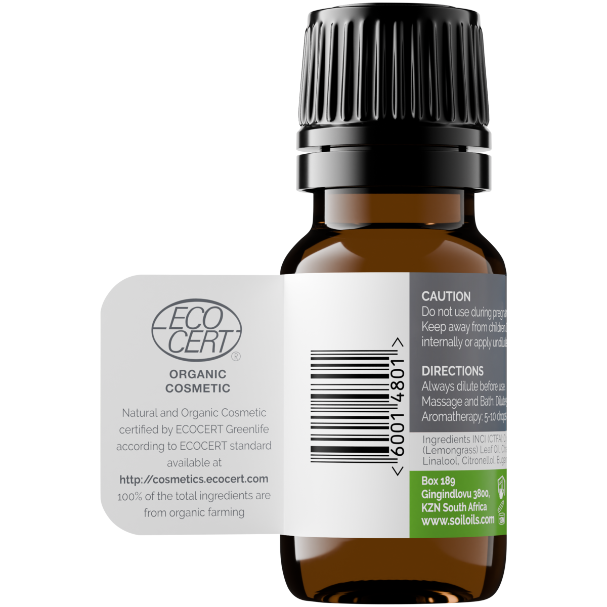 Organic Lemongrass Essential Oil (Cymbopogon Citratus) 10ml