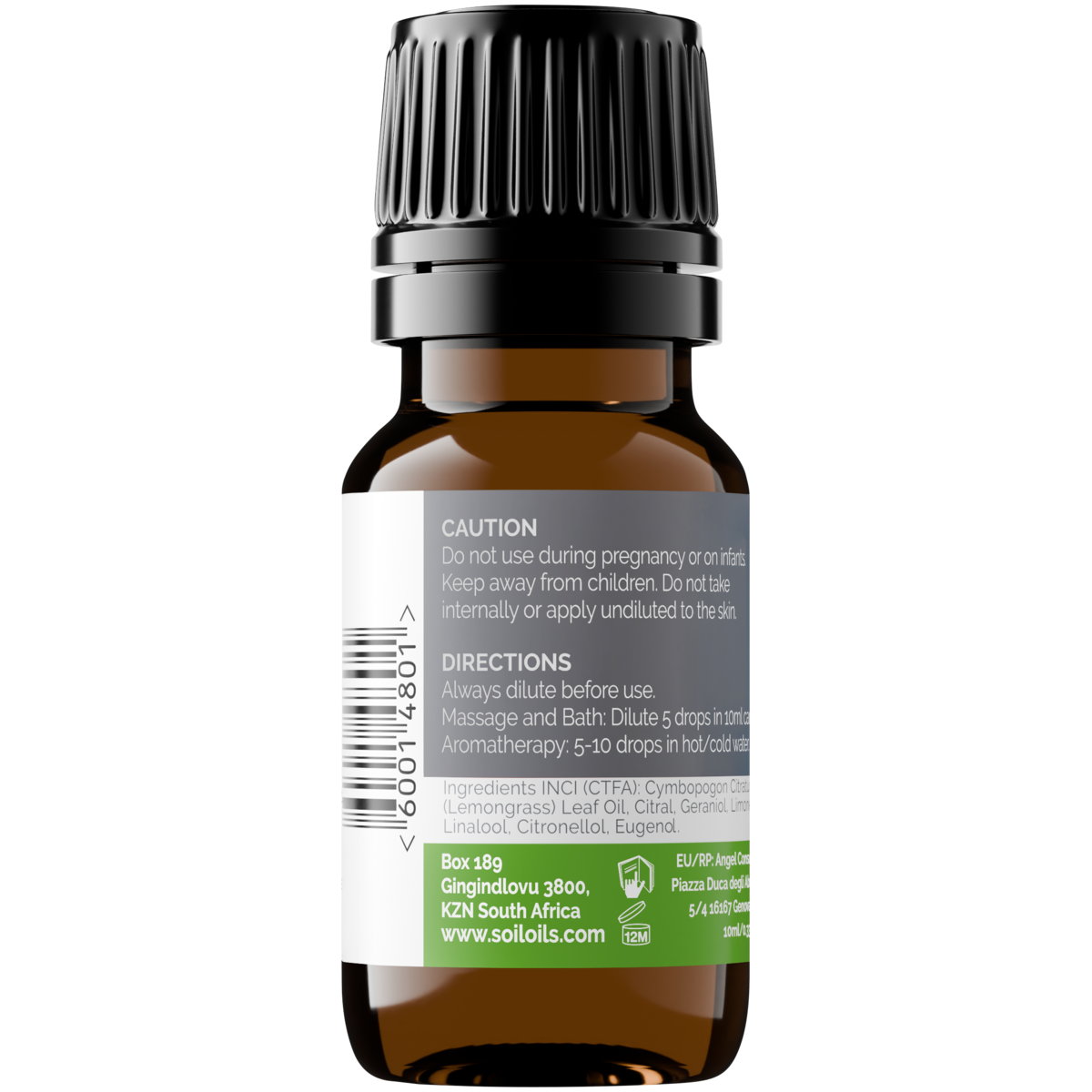 Organic Lemongrass Essential Oil (Cymbopogon Citratus) 10ml