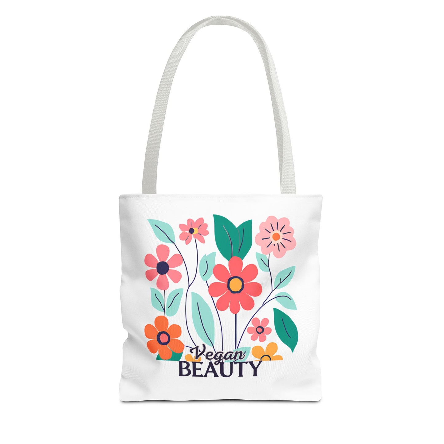 Vegan Beauty Floral Tote Bag, Eco-Friendly Shopping Bag, Reusable Grocery Tote, Gift for Her, Summer Essentials