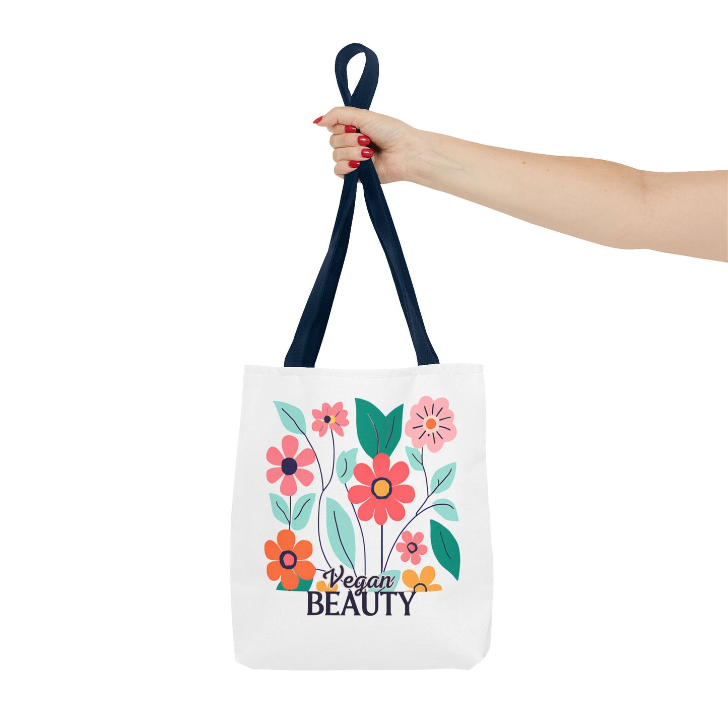 Vegan Beauty Floral Tote Bag, Eco-Friendly Shopping Bag, Reusable Grocery Tote, Gift for Her, Summer Essentials