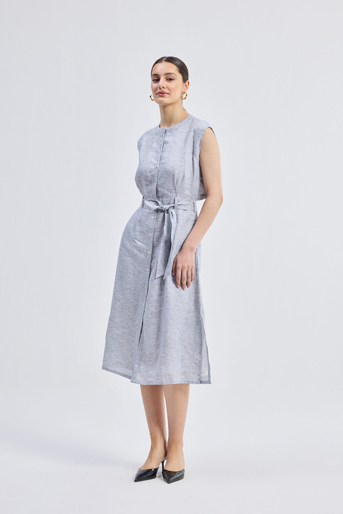 Back Cut Out Linen Dress