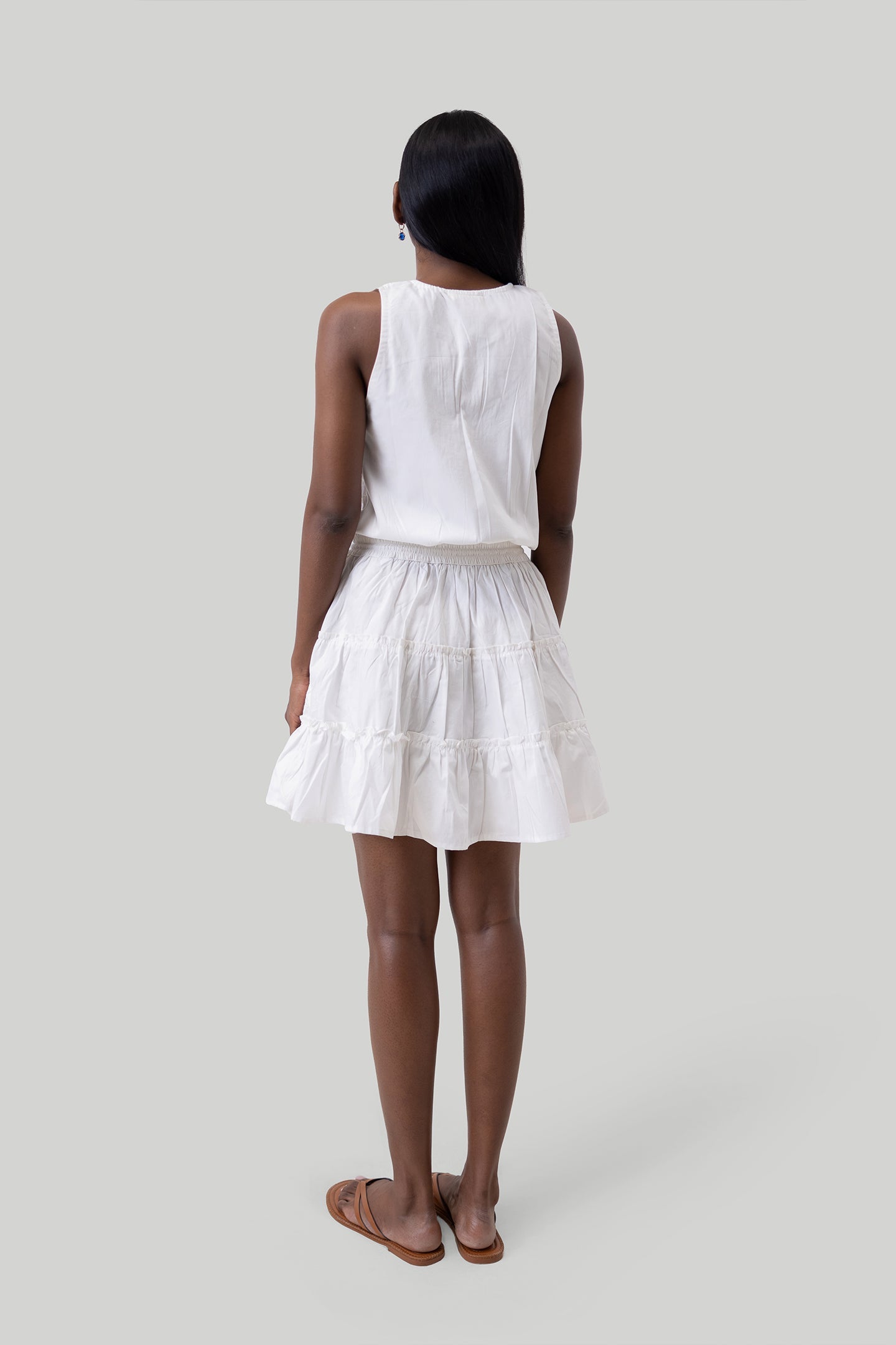 Tiered embroidered short dress
