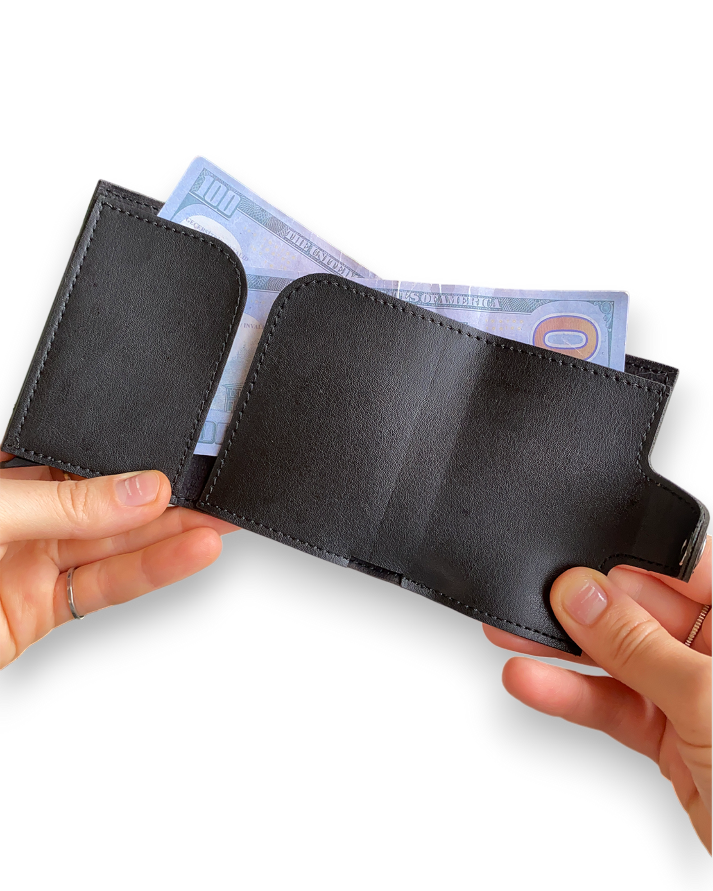 Angora - Vegan Leather RFID Mechanism Card Holder with Cash Compartment-2
