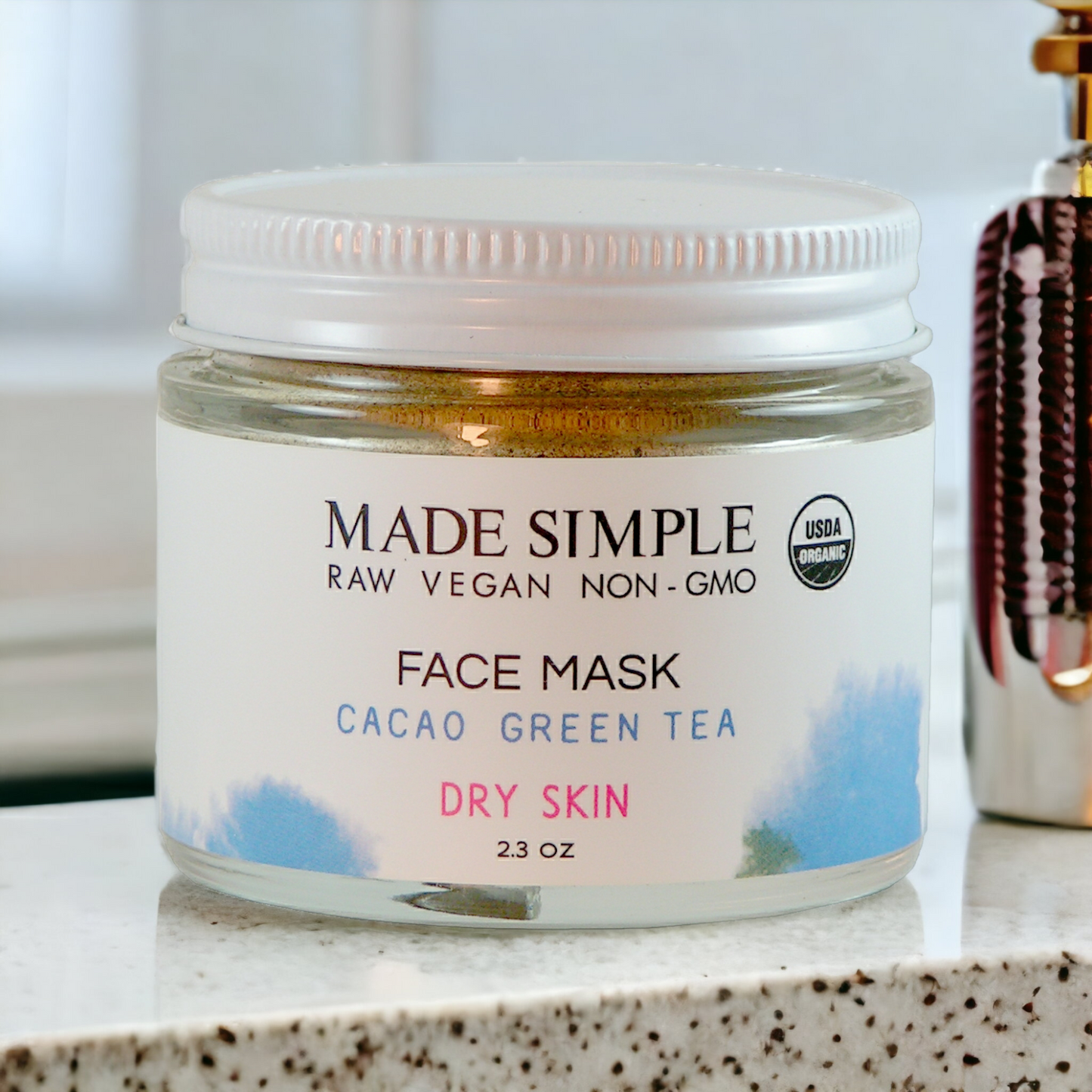 Cacao Green Tea Face Mask for Dry Skin - Certified Organic, Vegan & Cruelty-free-2