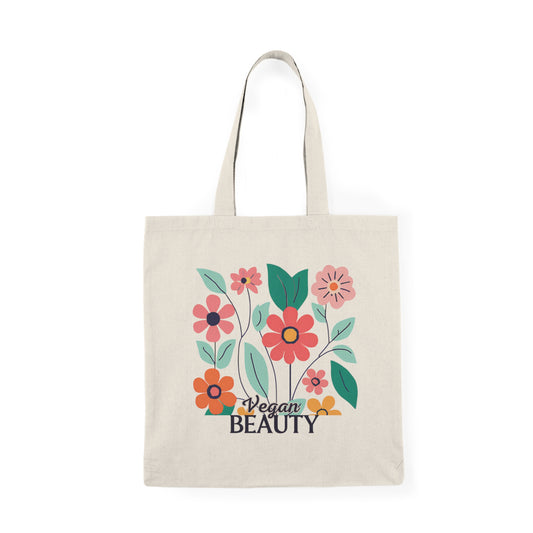 Vegan Beauty Floral Tote Bag - Eco-Friendly Canvas Bag for Everyday Use
