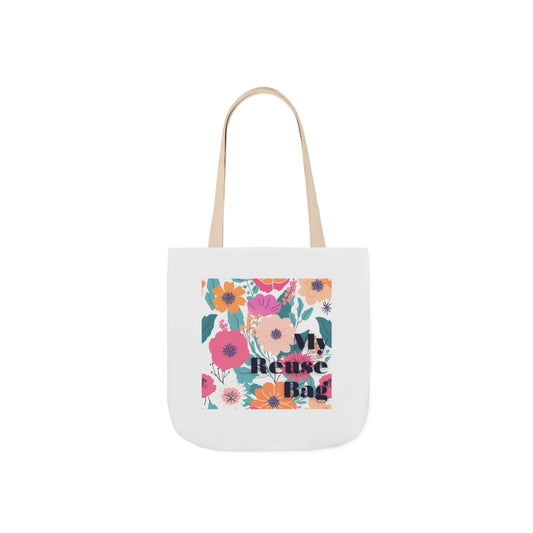 Floral Canvas Tote Bag - My Reusable Bag with 5-Color Straps