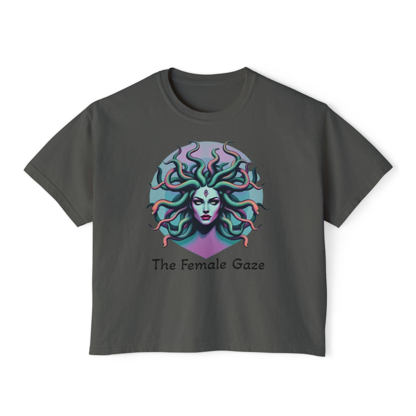 Medusa Graphic Women's Boxy Tee, Empowering Feminine Art Shirt, Casual Aesthetic Tee, Gift for Her, Statement Tee