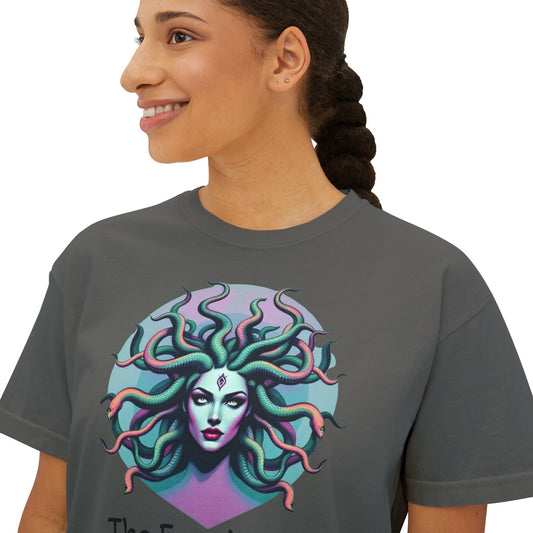 Medusa Graphic Women's Boxy Tee, Empowering Feminine Art Shirt, Casual Aesthetic Tee, Gift for Her, Statement Tee