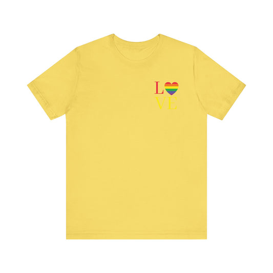 Pride Graphic Tee - Unisex Love Here and Queer T-Shirt, LGBTQ+ Pride Apparel, Rainbow Love Tee, Fun Summer Shirt, Gift for Friend