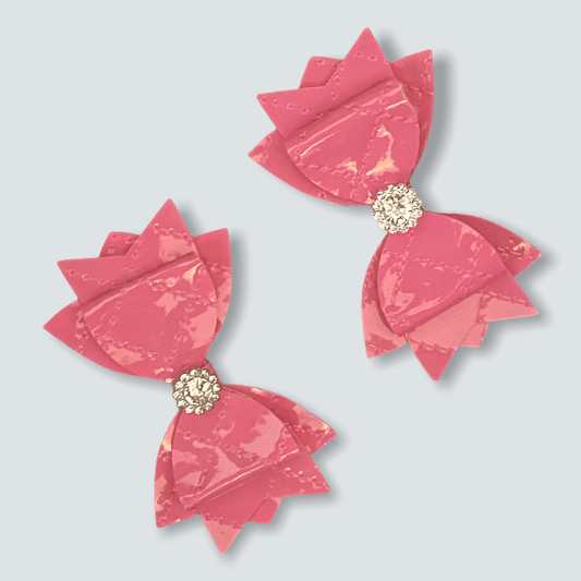 Quilted Vegan Leather Bow Hair Accessory-1