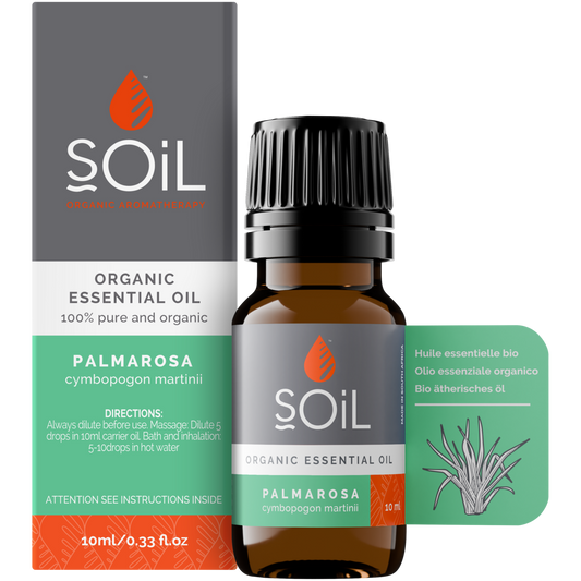 Organic Palmarosa Essential Oil (Cymbopogon Martini) 10ml