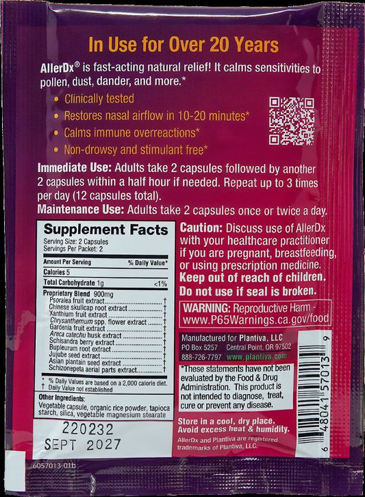 AllerDx 4-Capsule Packet, Vegan-1