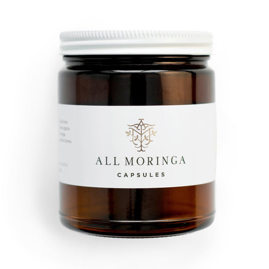 Premium Organic Moringa leaf Powder Supplements in Vegan Capsules 120ct in a Glass Jar. Non-GMO, Complete Green Superfood-0