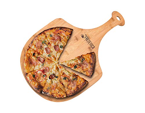 Premium Natural Bamboo Pizza Peel Paddle and Cutting Board (For Pizza, Fruit, Vegetables)