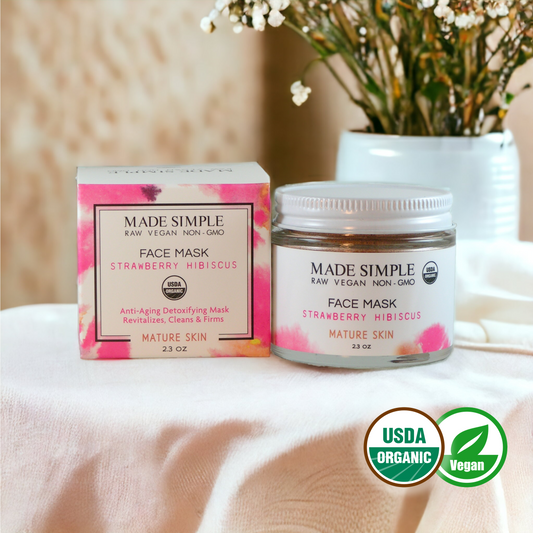 Strawberry Hibiscus Face Mask for Mature Skin - Certified Organic, Vegan & Cruelty-free-0