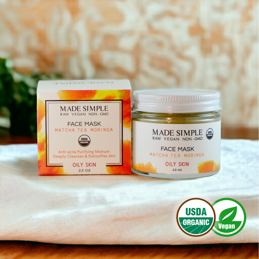 Matcha Tea Moringa Face Mask for Oily Skin - Certified Organic, Vegan & Cruelty-free-0