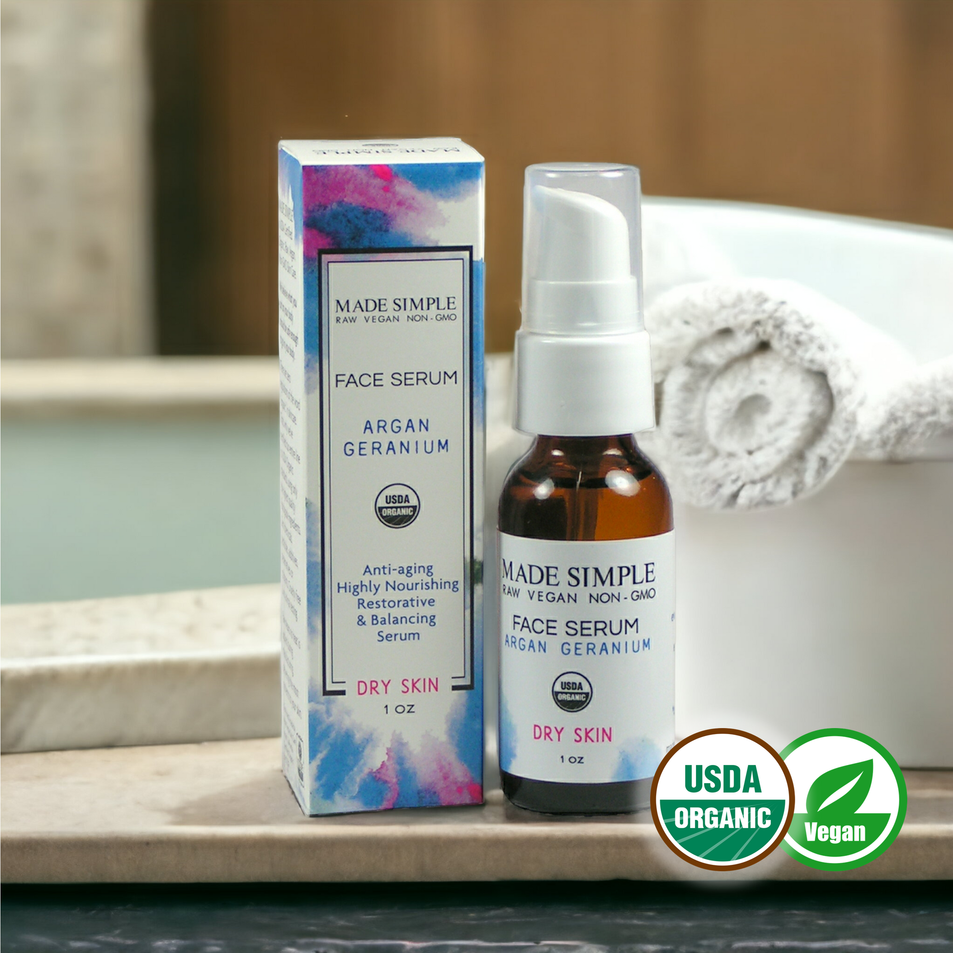 Argan Geranium Face Serum for Dry Skin - Certified Organic. Vegan & Cruelty-free-0