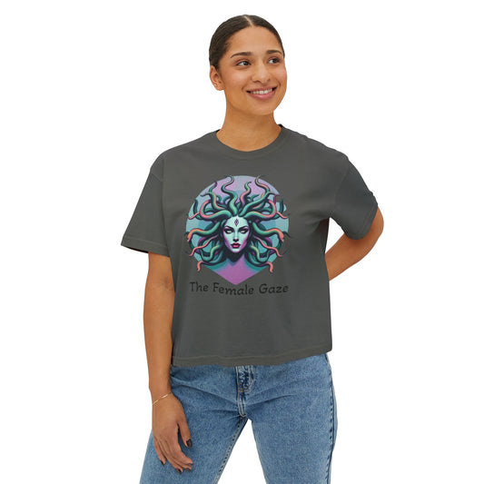 Medusa Graphic Women's Boxy Tee, Empowering Feminine Art Shirt, Casual Aesthetic Tee, Gift for Her, Statement Tee