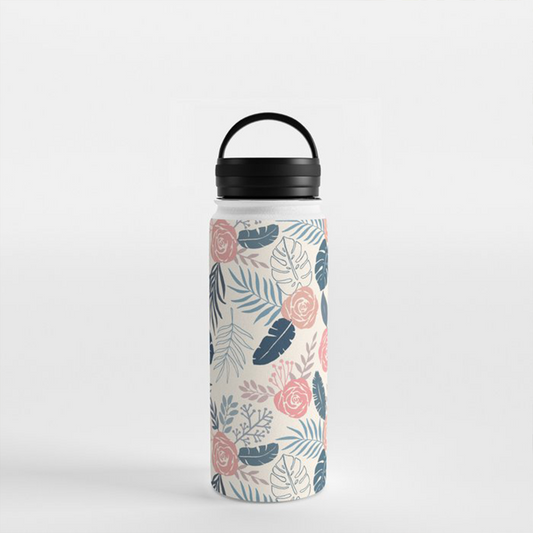 Tropical Floral Handle Lid Water Bottle